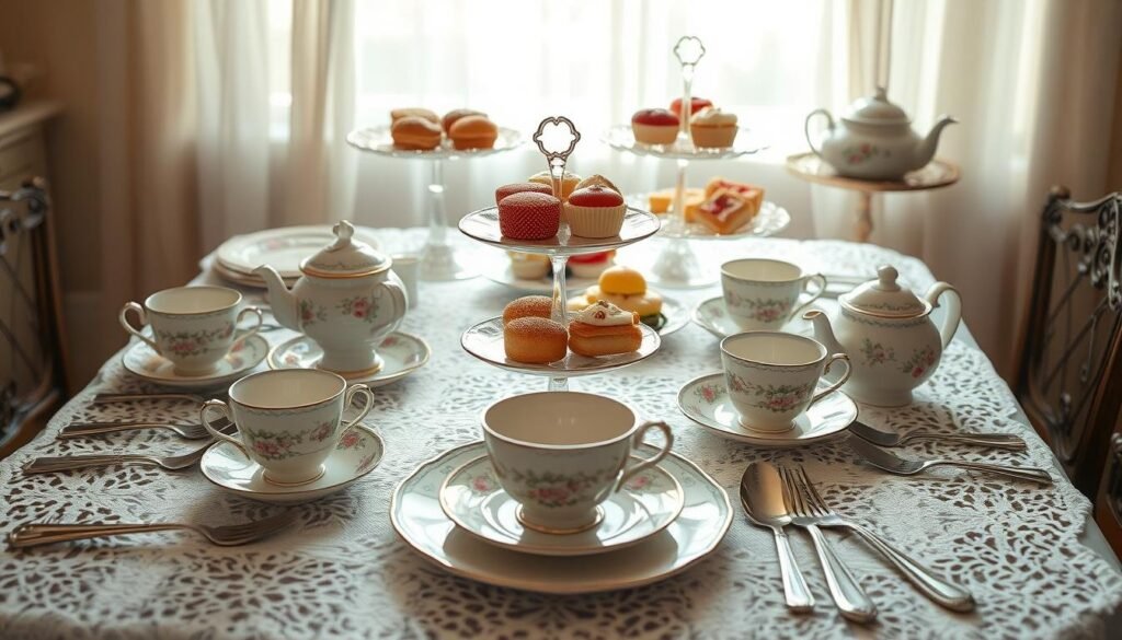 Crockery selection for a vintage tea party