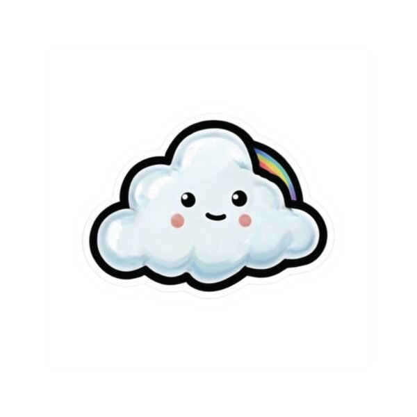 Cute Cloud Sticker – Fluffy Smiling Cloud with Rainbow Accent