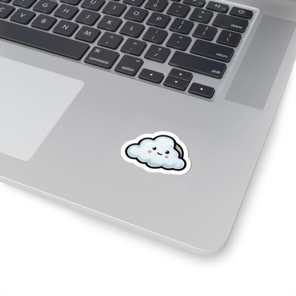 Cute Cloud Sticker – Fluffy Smiling Cloud with Rainbow Accent - Image 2