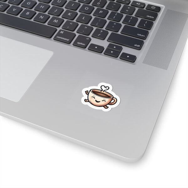 Happy Dancing Coffee Cup Sticker – Cute Kawaii Coffee with Heart Steam - Image 2