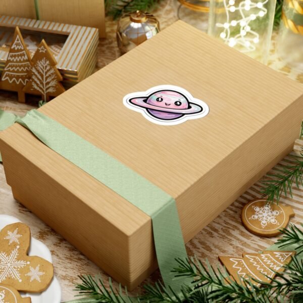 Pastel Planet Sticker – Cute Kawaii Saturn with Scarf Ring - Image 3