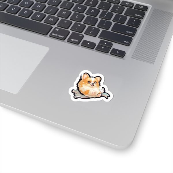 Corgi Butt Sticker – Cute Fluffy Dog with Heart Paw Pads - Image 2