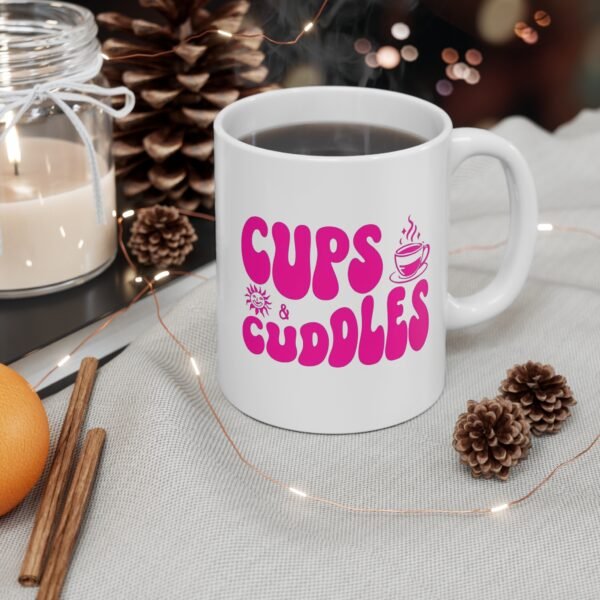 Mug - 'Cups and Cuddles' 11oz Ceramic Cup for Coffee Lovers - Image 4