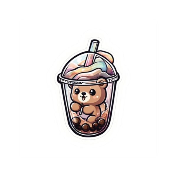 Boba Bear Sticker – Cute Bubble Tea with Floating Bear Design