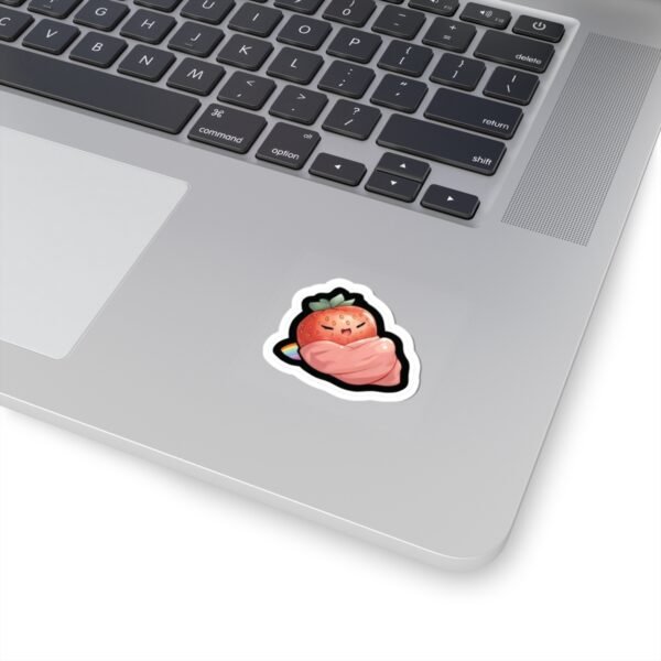 Sleepy Strawberry Sticker – Kawaii Cute Strawberry with Leaf Blanket - Image 2