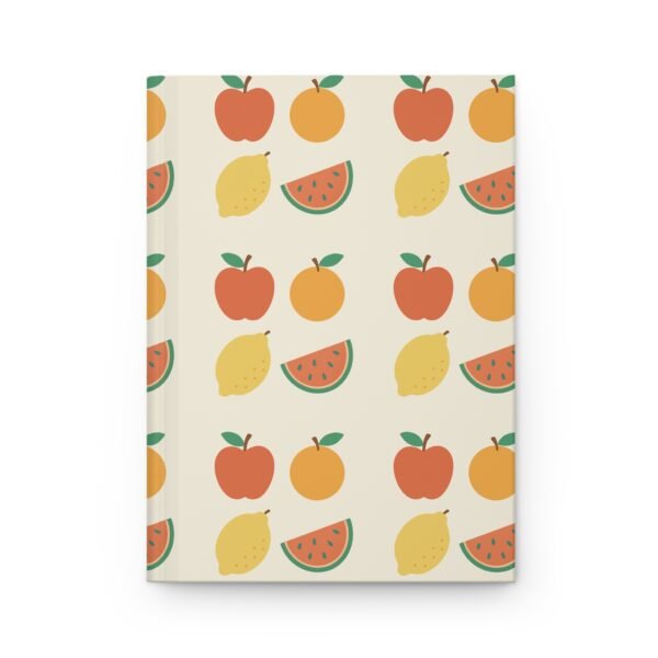 Fruit Pattern Journal – Cute Aesthetic Notebook with Watermelon, Apple, Lemon & Orange Design