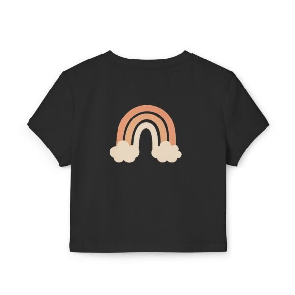 Pastel Rainbow Baby Tee – Aesthetic White Crop Top for Women with Minimal Cute Design