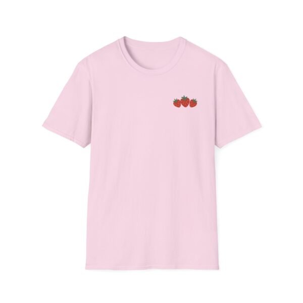 Cute Strawberry T-Shirt for Women – Aesthetic Pink Tee with Minimal Fruit Design
