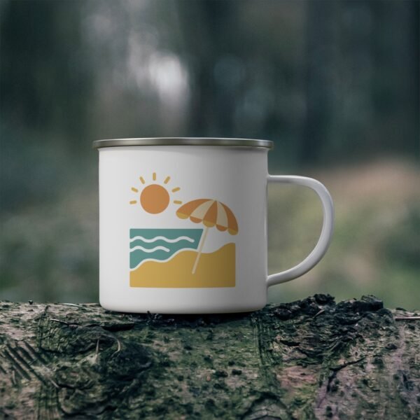 Beach Vibes Enamel Mug – Minimalist Coastal Design Coffee Cup for Summer Lovers - Image 4