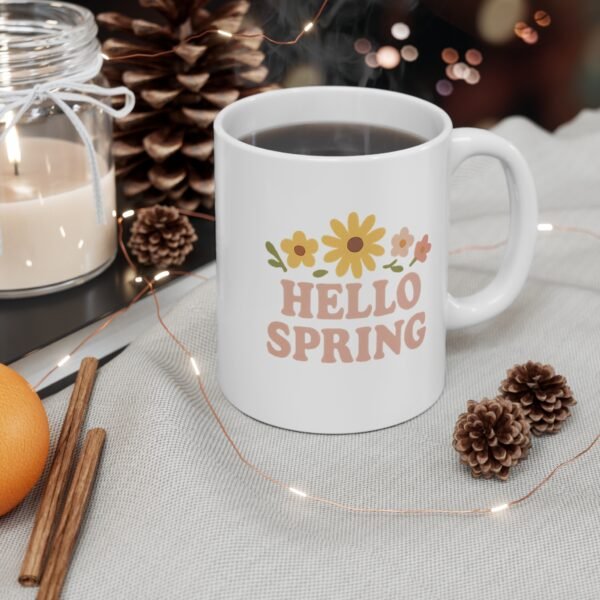 Hello Spring Mug – Cute Floral Coffee Cup for a Fresh Seasonal Vibe - Image 4
