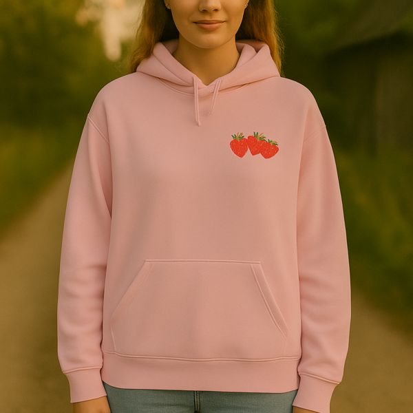Strawberry Hoodie for Women – Cute Aesthetic Pink Sweatshirt with Minimal Fruit Design - Image 17