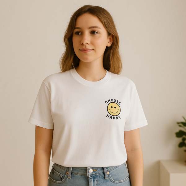 Choose Happy Smiley Face T-Shirt – Cute Minimal Graphic Tee for a Positive Vibe - Image 5