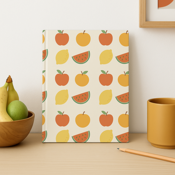 Fruit Pattern Journal – Cute Aesthetic Notebook with Watermelon, Apple, Lemon & Orange Design - Image 7