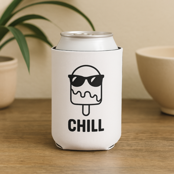 Chill Can Cooler – Black & White Popsicle Design Drink Sleeve for Cool Vibes - Image 5