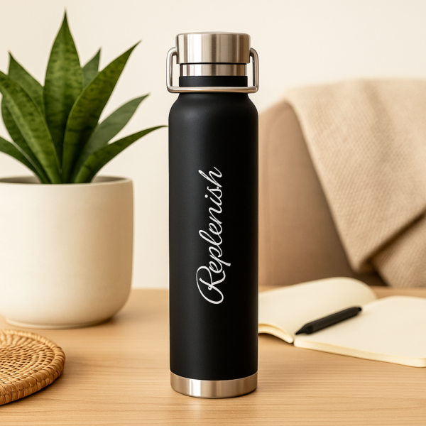 Replenish Matte Black Water Bottle – Sleek Stainless Steel Hydration Companion - Image 13