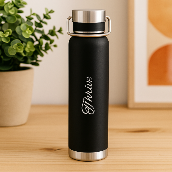 Thrive Matte Black Stainless Steel Water Bottle – Stylish & Motivational Hydration Companion - Image 13