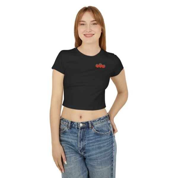 Strawberry Baby Tee – Cute White Crop Top for Women with Minimal Fruit Design - Image 7