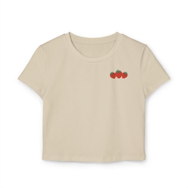 Strawberry Baby Tee – Cute White Crop Top for Women with Minimal Fruit Design - Image 9