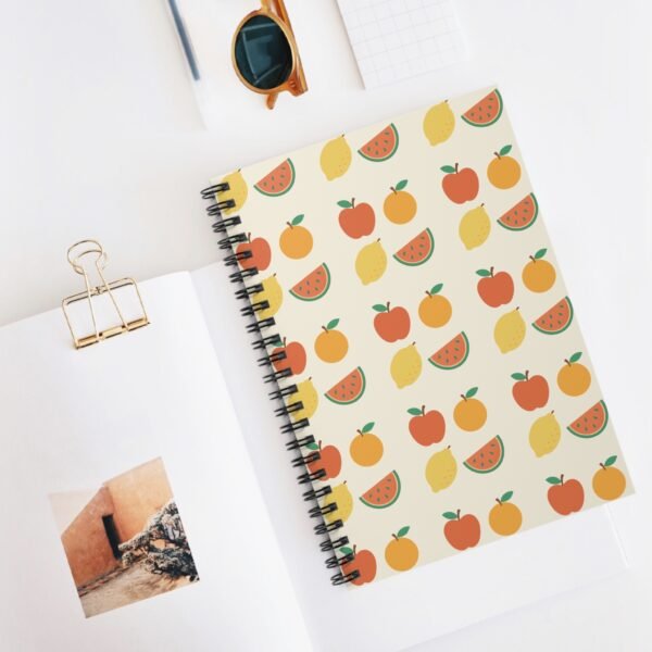 Fruit Pattern Spiral Notebook – Cute Aesthetic Notebook with Apple, Lemon, Orange & Watermelon Design - Image 5
