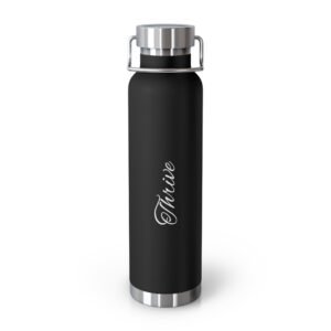 Thrive Matte Black Stainless Steel Water Bottle – Stylish & Motivational Hydration Companion