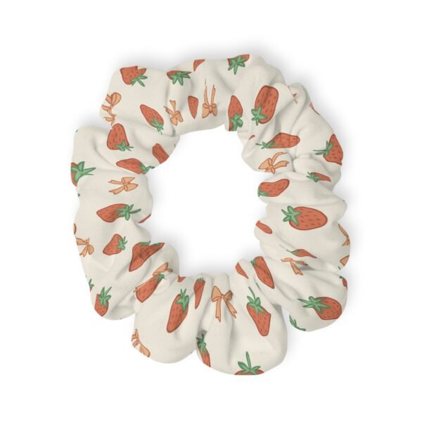Strawberry & Bow Tie Scrunchie – Cute Pastel Hair Accessory for Everyday Style