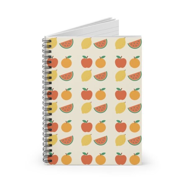 Fruit Pattern Spiral Notebook – Cute Aesthetic Notebook with Apple, Lemon, Orange & Watermelon Design - Image 2