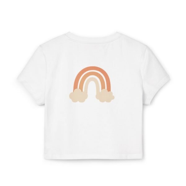 Pastel Rainbow Baby Tee – Aesthetic White Crop Top for Women with Minimal Cute Design - Image 4