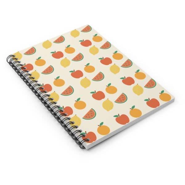 Fruit Pattern Spiral Notebook – Cute Aesthetic Notebook with Apple, Lemon, Orange & Watermelon Design - Image 3