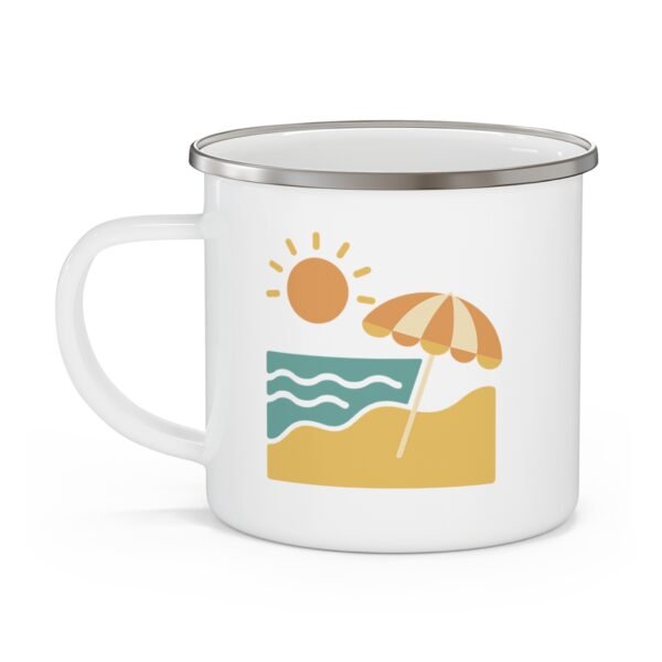 Beach Vibes Enamel Mug – Minimalist Coastal Design Coffee Cup for Summer Lovers - Image 3
