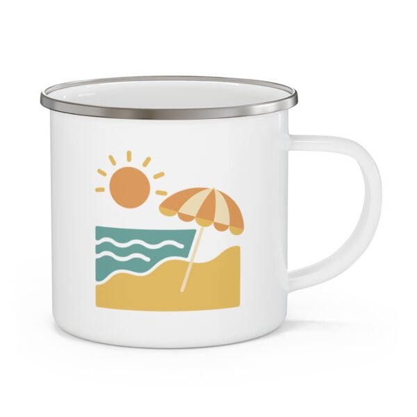 Beach Vibes Enamel Mug – Minimalist Coastal Design Coffee Cup for Summer Lovers