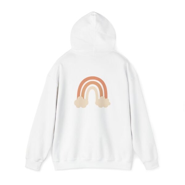 Pastel Rainbow Hoodie for Women – Cute Aesthetic White Sweatshirt with Minimal Cloud Design - Image 3