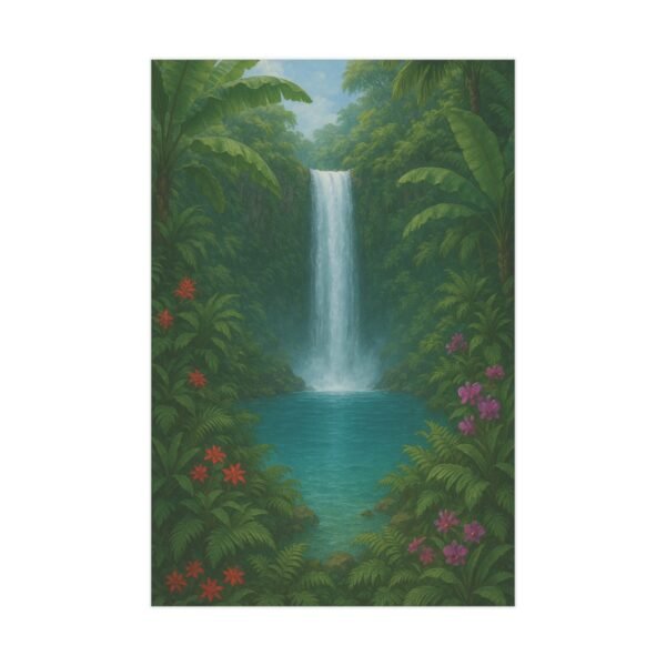 Tropical Paradise Waterfall Print – Lush Jungle Wall Art, 8x12 Nature Poster - Image 2