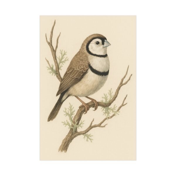 Bird Print, Double-barred Finch Print, 8x12 Bird Wall Art, Nature Bird Poster, Botanical Bird Illustration, Bird Art Print - Image 2