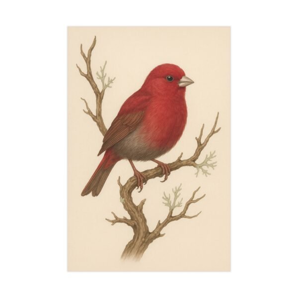 Bird Print, Crimson Finch Print, 8x12 Bird Wall Art, Nature Bird Poster, Botanical Bird Illustration, Bird Art Print - Image 2