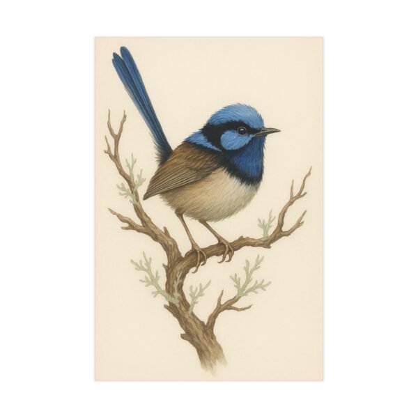 Bird Print, Fairywren Print, 8x12 Bird Wall Art, Nature Bird Poster, Botanical Bird Illustration, Bird Art Print - Image 2