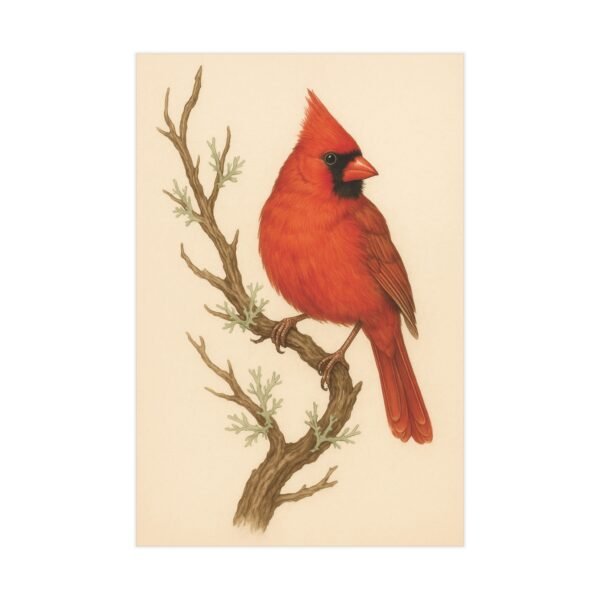 Bird Print, Northern Cardinal Print, 8x12 Bird Wall Art, Nature Bird Poster, Botanical Bird Illustration, Bird Art Print - Image 2