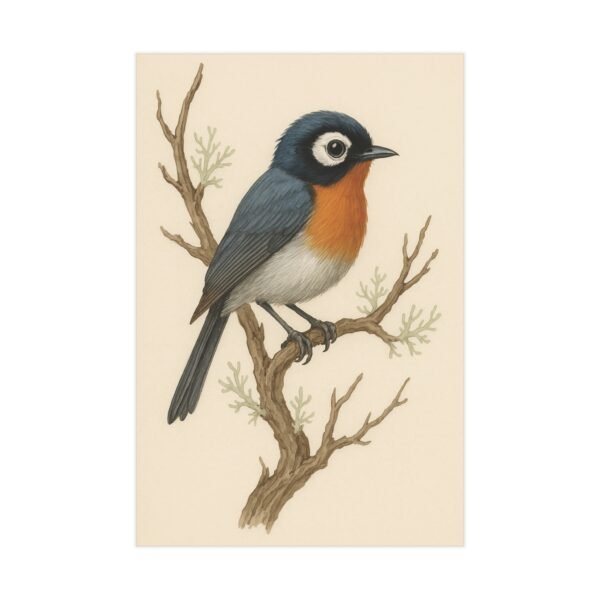 Bird Print, Spectacled Monarch Print, 8x12 Bird Wall Art, Nature Bird Poster, Botanical Bird Illustration, Bird Art Print - Image 2