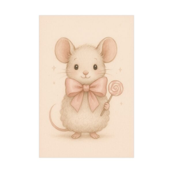 Silly Mouse Wall Art, Cute Poster, Beige Nursery Decor, Animal Printable, Coquette Room Decor - Image 2