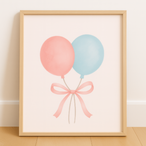 Coquette Balloon Poster, Printable Coquette Art, College Sign, Aesthetic Wall Art, Printable Wall Art