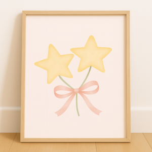 Coquette Stars Poster, Printable Coquette Art, College Sign, Aesthetic Wall Art, Printable Wall Art