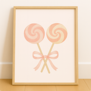 Coquette Lollipop Poster, Printable Coquette Art, College Sign, Aesthetic Wall Art, Printable Wall Art