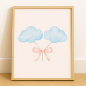 Coquette Clouds Poster, Printable Coquette Art, College Sign, Aesthetic Wall Art, Printable Wall Art