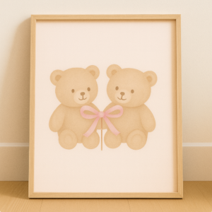 Coquette Teddy Bear Poster, Printable Coquette Art, College Sign, Aesthetic Wall Art, Printable Wall Art