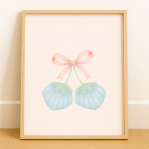 Coquette Sea Shells Poster, Printable Coquette Art, College Sign, Aesthetic Wall Art, Printable Wall Art