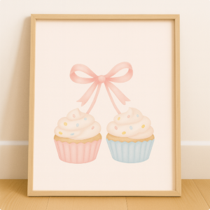 Coquette Cupcakes Poster, Printable Coquette Art, College Sign, Aesthetic Wall Art, Printable Wall Art