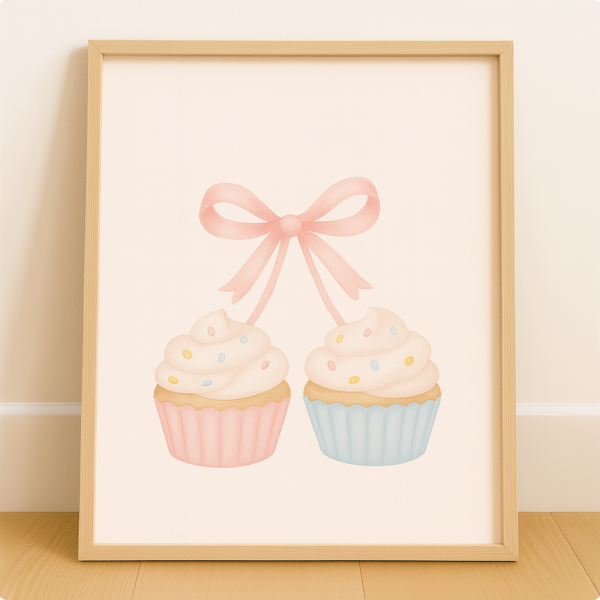 Coquette Cupcakes Poster, Printable Coquette Art, College Sign, Aesthetic Wall Art, Printable Wall Art