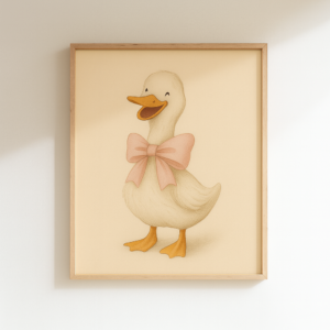 Silly Goose Wall Art Cute, Poster Beige Nursery Decor, Animal Printable, Coquette Room Decor