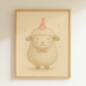 Silly Sheep Wall Art Cute, Poster Beige Nursery Decor, Animal Printable, Coquette Room Decor