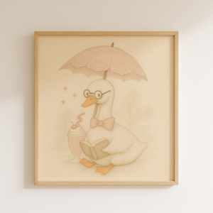 Silly Goose With Glasses Wall Art Cute, Poster Beige Nursery Decor, Animal Printable, Coquette Room Decor