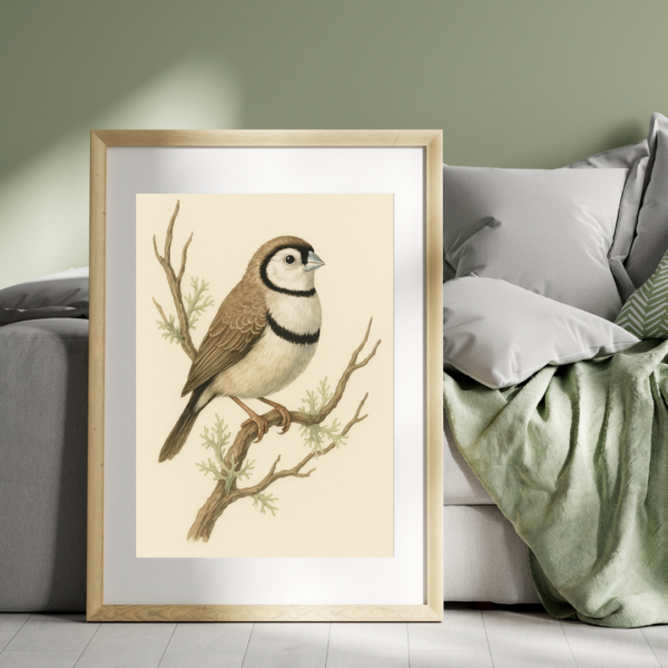 Bird Print, Double-barred Finch Print, 8x12 Bird Wall Art, Nature Bird Poster, Botanical Bird Illustration, Bird Art Print